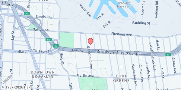 Map showing BCS Education Center at 101 Park Avenue, Fort Greene, NY