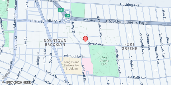 Map showing SAGE Center Brooklyn - Love Wins Food Pantry at 271 Myrtle Avenue, Fort Greene, NY