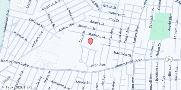 Map showing St. Vincent dePaul - Elmont at 990 Lutz Street, Franklin Square, NY