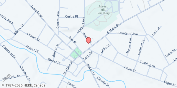 Map showing Fredonia Assembly of God at 8 White St, Fredonia, NY