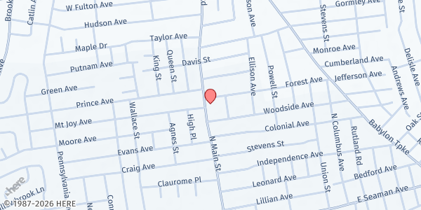 Map showing Bethel A.M.E. Church at 420 N Main Street, Freeport, NY