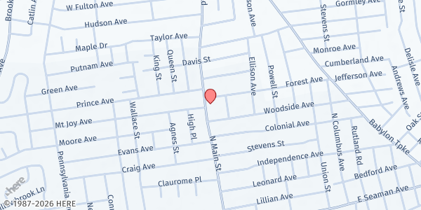 Map showing Bethel AME Church at 420 N Main St, Freeport, NY