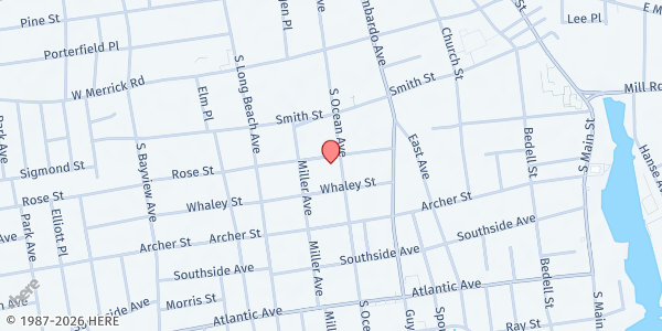 Map showing Deeper Fellowship and Deliverance Center at 212 South Ocean Ave, Freeport, NY