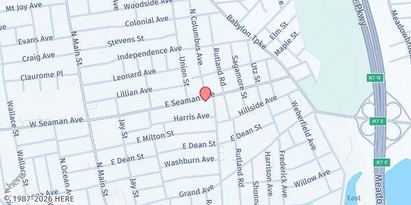 Map showing Deeper Life Fellowship & Deliverance Center Church at 164 E Seaman Ave., Freeport, NY