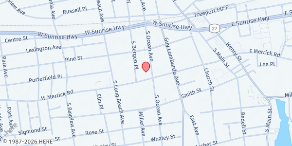 Map showing Freeport Library at 144 W Merrick Rd, Freeport, NY