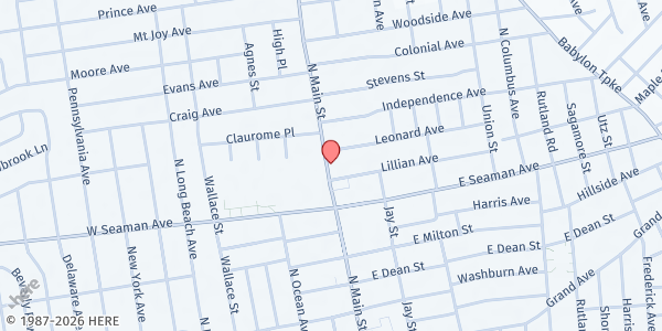 Map showing Hallman Memorial at 288 N Main St, Freeport, NY