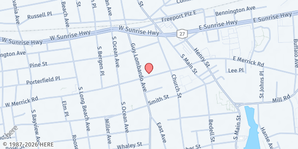 Map showing International Alliance of Chaplains & Law Enforcement (IACLE) at 80 W Merrick Rd, Freeport, NY