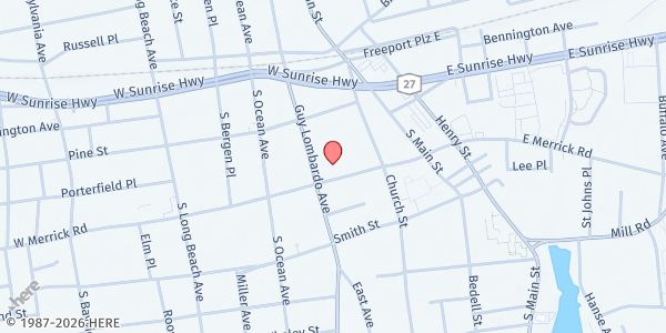 Map showing Word of Life Ministries at 80 W Merrick Road, Freeport, NY
