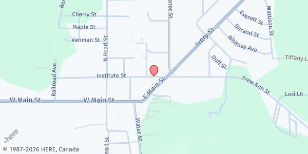 Map showing FREWSBURG FOOD CUPBOARD at 11 INSTITUTE ST., FREWSBURG, NY