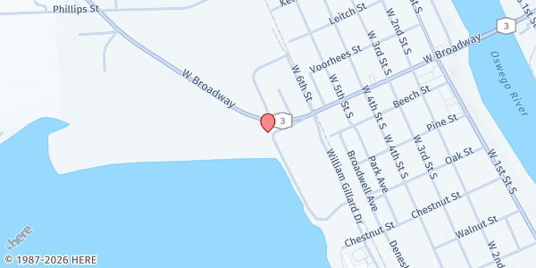 Map showing Catholic Charities Oswego County Food Pantry at 808 W Broadway, Fulton, NY