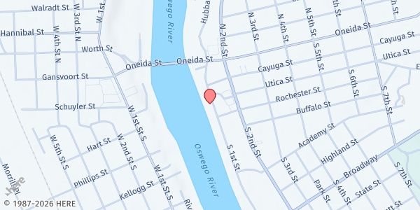 Map showing Salvation Army of Fulton Food Pantry at 62 South First St, Fulton, NY