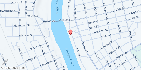 Map showing The Salvation Army of Fulton Food Pantry at 62 South First St, Fulton, NY