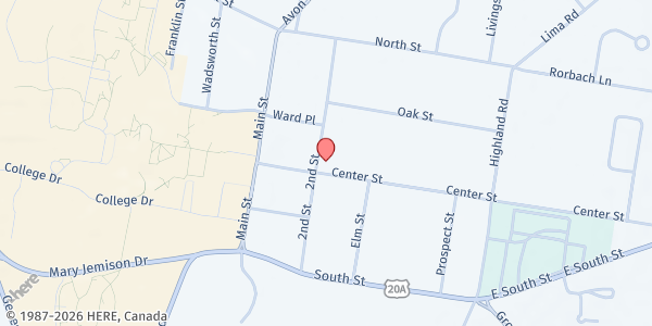 Map showing Geneseo Groveland Emergency FP - Central Presbyterian Church at 31 Center St, Geneseo, NY