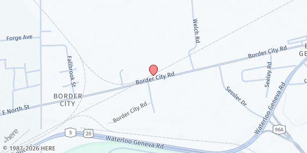 Map showing First Love Pantry at 125 Border City Road, Geneva, NY