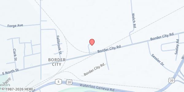 Map showing First Love Pantry at 125 Border City Road, Geneva, NY