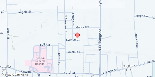 Map showing Geneva Center of Concern Inc at 58 Avenue D, Geneva, NY