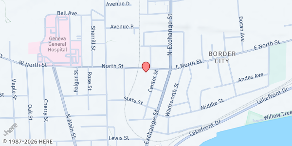 Map showing Salvation Army - Geneva at 41 North St., Geneva, NY