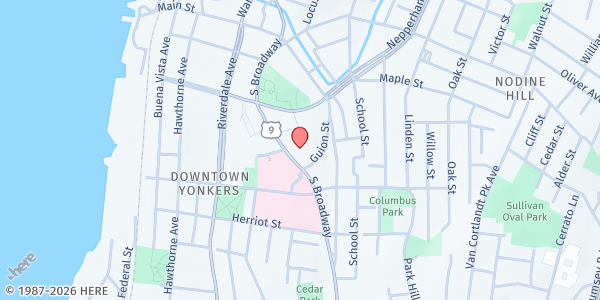 Map showing Saint Joseph's Medical Center Yonkers - Vark Street at 104 South Broadway, Getty Square, NY