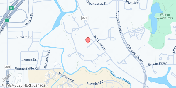 Map showing TOWN SQUARE FOOD PANTRY at 2710 North Forest Road, Getzville, NY