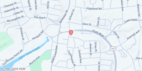 Map showing North Shore Soup Kitchen at 7 Continental Place, Glen Cove, NY