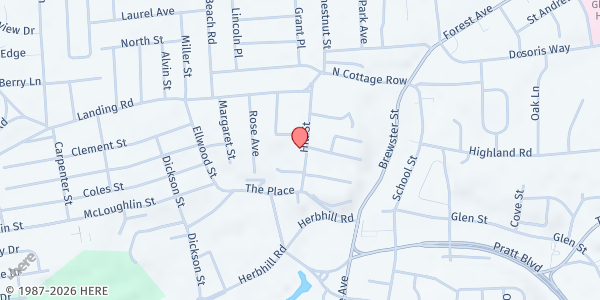 Map showing Nosh Delivers Inc at 15 Hill Street, Glen Cove, NY