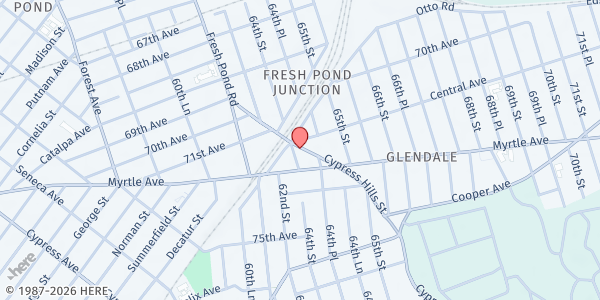 Map showing The Legacy Center at 71-02 Cypress Hills St, Glendale, NY