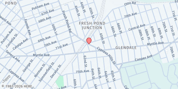 Map showing THE LEGACY CENTER COMMUNITY DEVELOPMENT CORP - Glendale at 71-02 CYPRESS HILL STREET, GLENDALE, NY