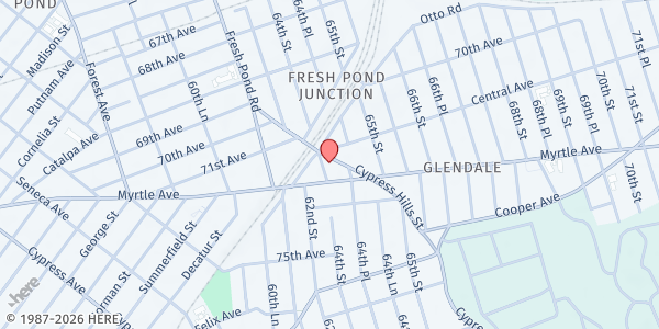 Map showing The Legacy Center Community Pantry at 71-02 Cypress Hills Street, Glendale, NY