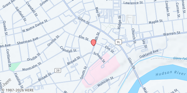 Map showing Glens Falls WINTER Farmers' Market at 57 South St, Glens Falls, NY
