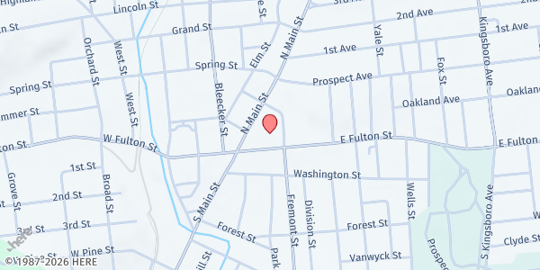Map showing 1st Congregational UCC - Gloversville Food Pantry at 31 E. Fulton St, Gloversville, NY