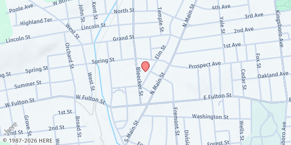 Map showing Elm Street Pavilion St Thomas Park at 9 Elm Street, Gloversville, NY