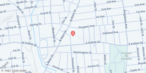 Map showing Foothills Council of Churches at 17 Fremont St, Gloversville, NY