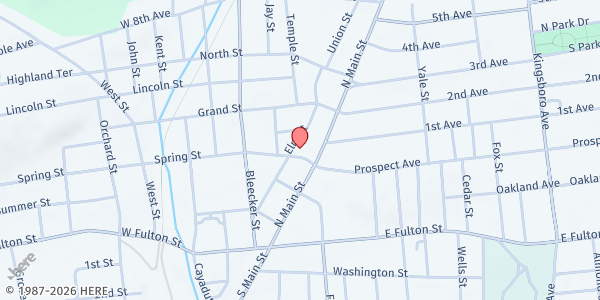 Map showing Salvation Army - Gloversville Food Pantry at 10 Spring St, Gloversville, NY