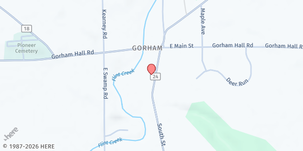 Map showing Gorham Food Pantry at 4746 South St., Gorham, NY