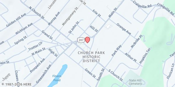 Map showing First Presbyterian Church in Goshen at 33 Park Place, Goshen, NY