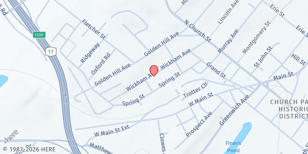 Map showing GOSHEN ECUMENICAL FOOD PANTRY at 55 Wickham Avenue, Goshen, NY