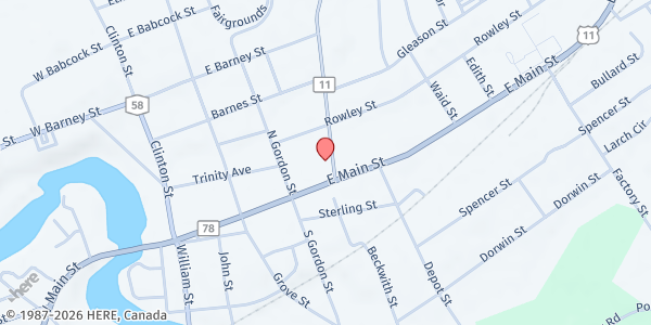 Map showing Gouverneur Neighborhood Center Food Pantry at 15 Rock Island St, Gouverneur, NY