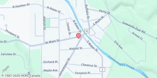 Map showing GOWANDA LOVE, INC. at 24 W Main St, Gowanda, NY
