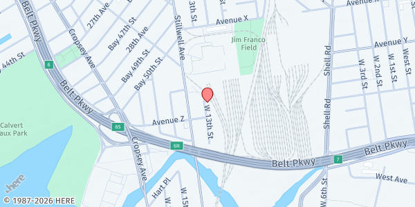 Map showing Be Proud Mobile Pantry - Main Location at 2559 West 13th Street, Gravesend, NY