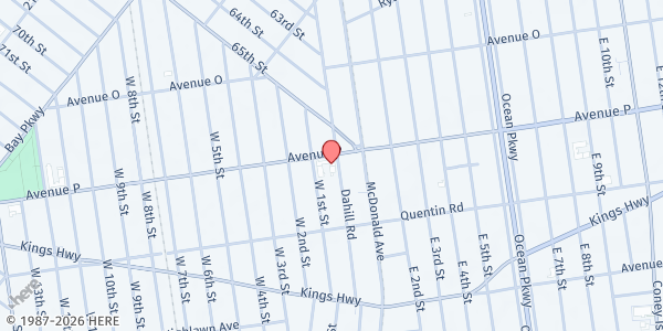 Map showing PS 177 The Marlboro School at 346 Avenue P, Gravesend, NY