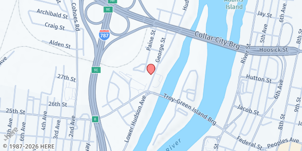 Map showing Green Island Community Center at 5 George Street, Green Island, NY