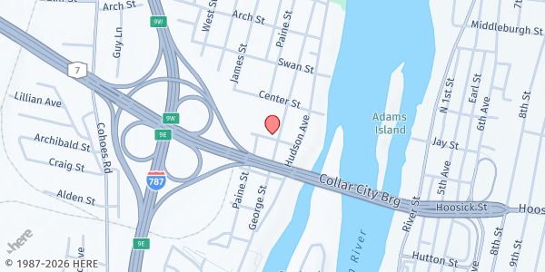 Map showing Green Island Food Pantry at 20 Clinton St., Green Island, NY