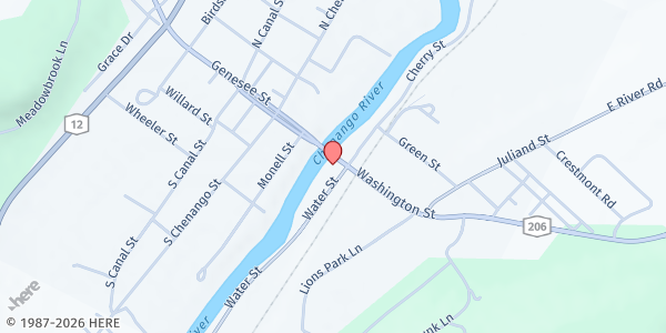 Map showing Greene Area Churches at State Route 12 & 109 County Route 2, Greene, NY