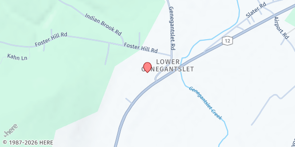 Map showing Greene Area Food Pantry at 109 County Rd 2, Greene, NY