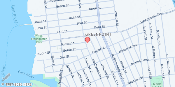 Map showing North Brooklyn Angels - Mobile Soup Kitchen (Manhattan Ave.) at 862 Manhattan Avenue, Greenpoint, NY