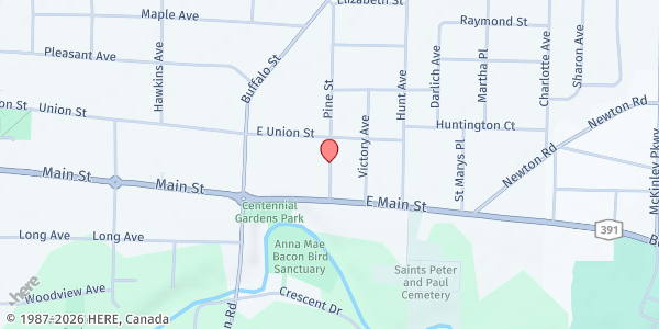 Map showing ST. PETER & PAUL PARISH OUTREACH at 36 Pine Street, Hamburg, NY