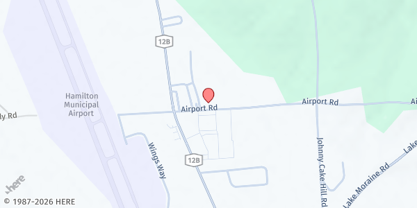 Map showing Hamilton Food Cupboard at 6697 Airport Road, Hamilton, NY