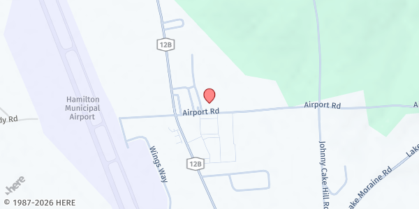 Map showing Hamilton Food Cupboard at 6697 Airport Road, Hamilton, NY