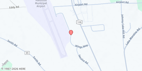 Map showing Hamilton Food Cupboard Food Pantry at 4000 Wings Way Extension, Hamilton, NY