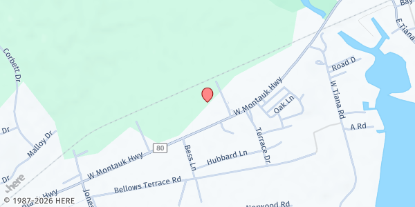 Map showing Long Island Cares East End Humanitarian Center - Hampton Bays at 286 W. Montauk Highway, Hampton Bays, NY
